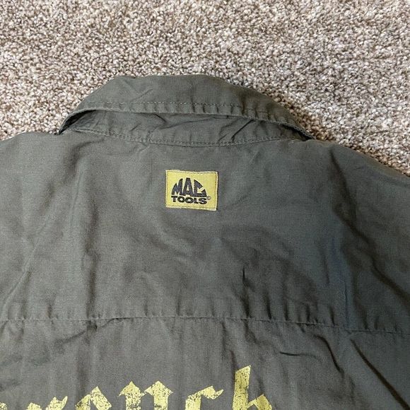 Mac Tools Shirt Mens Size Large Button Front Wrenchers Graphic Print Olive Green - Picture 7 of 9